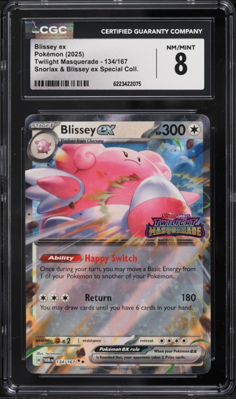 2025 Pokemon SV Twilight Masquerade Snorlax Ex Special Holo Blissey Ex #134 CGC 8 NM-MT