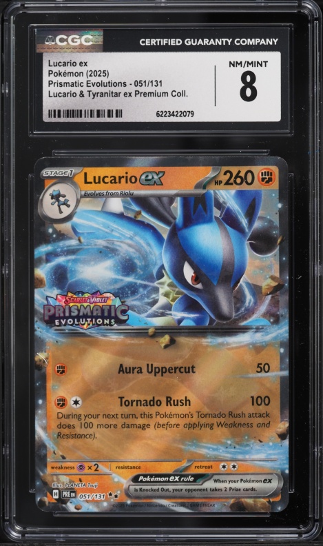 2025 Pokemon Scarlet & Violet Prismatic Evolutions Premium Lucario EX #51 CGC 8 NM-MT
