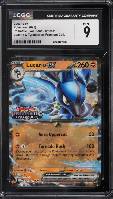 2025 Pokemon Scarlet & Violet Prismatic Evolutions Premium Lucario EX #51 CGC 9 MINT