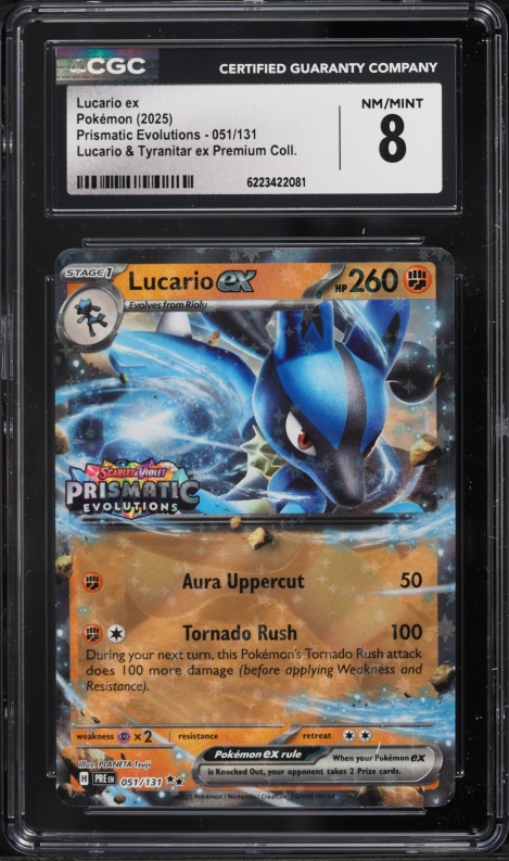 2025 Pokemon Scarlet & Violet Prismatic Evolutions Premium Lucario EX #51 CGC 8 NM-MT