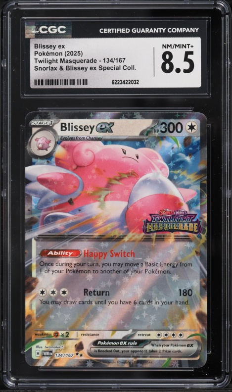 2025 Pokemon SV Twilight Masquerade Snorlax Ex Special Holo Blissey Ex #134 CGC 8.5 NM-MT+