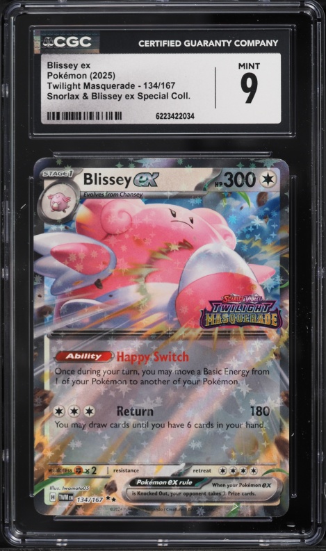 2025 Pokemon SV Twilight Masquerade Snorlax Ex Special Holo Blissey Ex #134 CGC 9 MINT