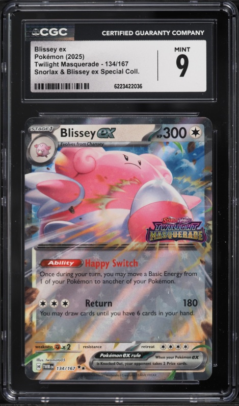 2025 Pokemon SV Twilight Masquerade Snorlax Ex Special Holo Blissey Ex #134 CGC 9 MINT
