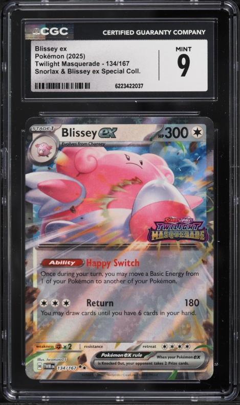 2025 Pokemon SV Twilight Masquerade Snorlax Ex Special Holo Blissey Ex #134 CGC 9 MINT