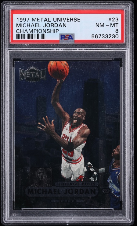 1997 Metal Universe Michael Jordan Planet Metal #1 PSA 8 Bulls 124