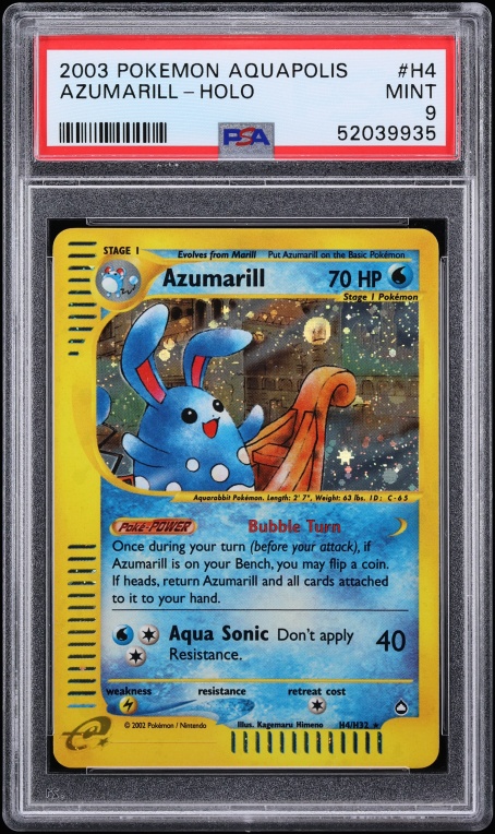 2003 Pokemon Aquapolis Holo Azumarill #H4 PSA 9 MINT