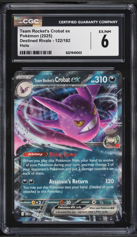 2025 Pokemon Scarlet & Violet Destined Rivals Holo Team Rocket's Crobat Ex #122 CGC 6 EXMT