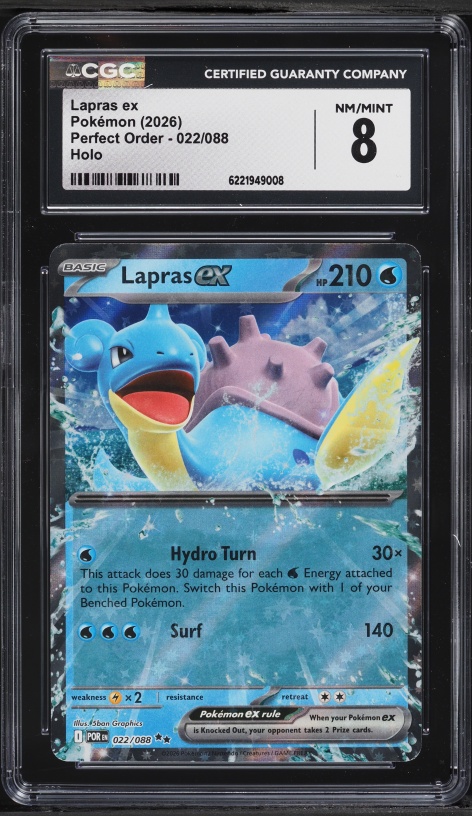 2026 Pokemon Mega Evolution Perfect Order Holo Lapras EX #22 CGC 8 NM-MT