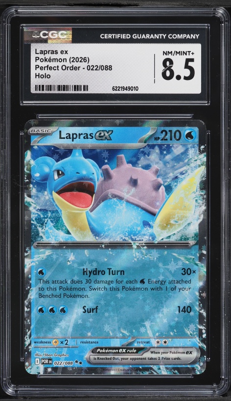 2026 Pokemon Mega Evolution Perfect Order Holo Lapras EX #22 CGC 8.5 NM-MT+