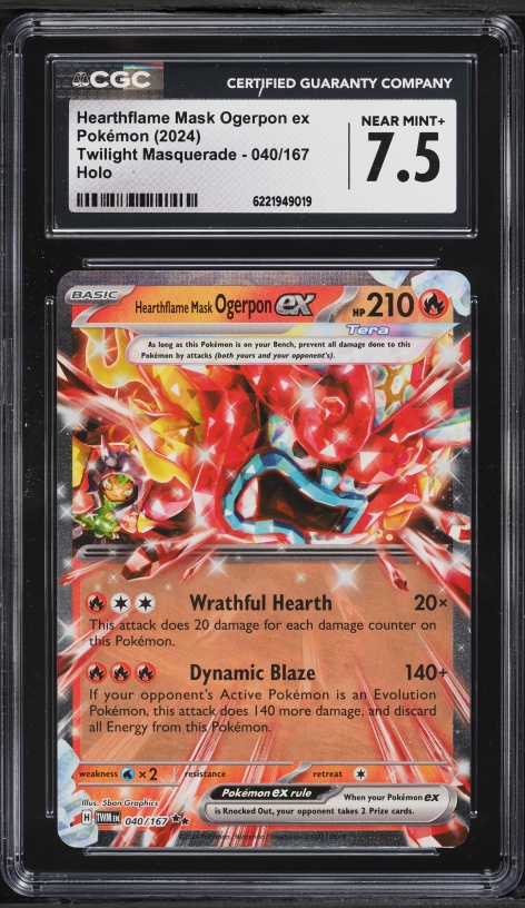 2024 Pokemon SV Twilight Masquerade Holo Hearthflame Mask Ogerpon ex #40 CGC 7.5 NRMT+