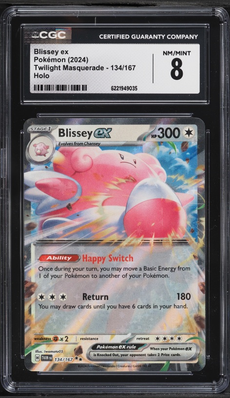 2024 Pokemon Scarlet & Violet Twilight Masquerade Holo Blissey ex #134 CGC 8 NM-MT