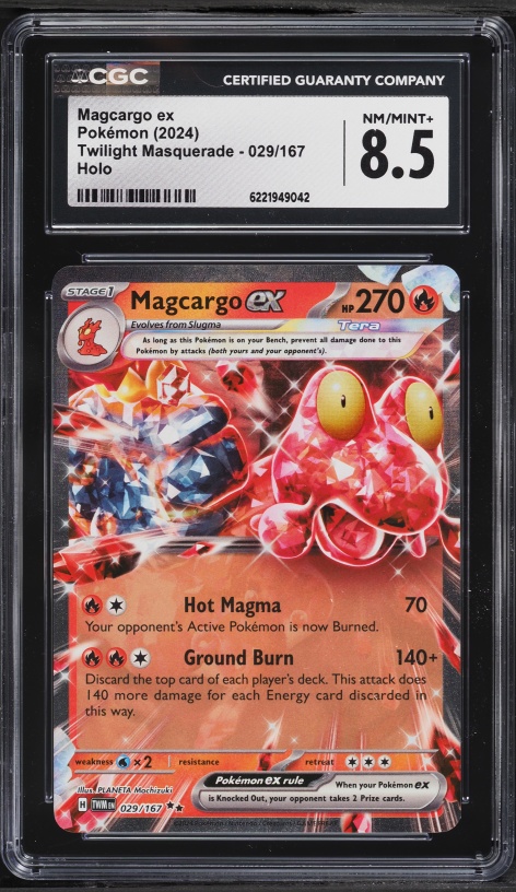2024 Pokemon Scarlet & Violet Twilight Masquerade Holo Magcargo EX #29 CGC 8.5 NM-MT+