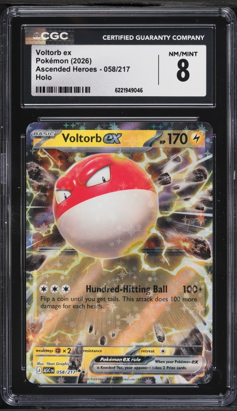 2026 Pokemon Mega Evolution Ascended Heroes Holo Voltorb Ex #58 CGC 8 NM-MT