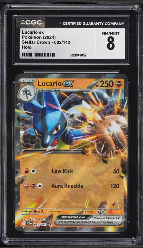 2024 Pokemon Scarlet & Violet Stellar Crown Holo Lucario EX #82 CGC 8 NM-MT
