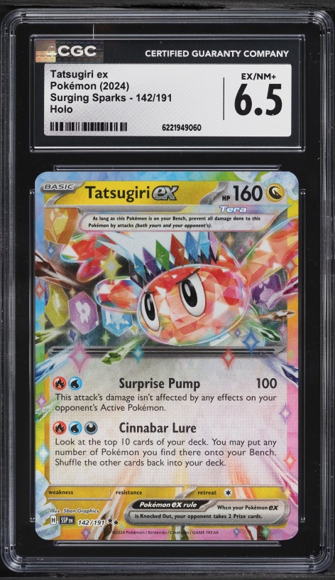 2024 Pokemon Scarlet & Violet Surging Sparks Holo Tatsugiri Ex #142 CGC 6.5 EXMT+