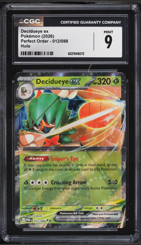 2026 Pokemon Mega Evolution Perfect Order Holo Decidueye EX #12 CGC 9 MINT