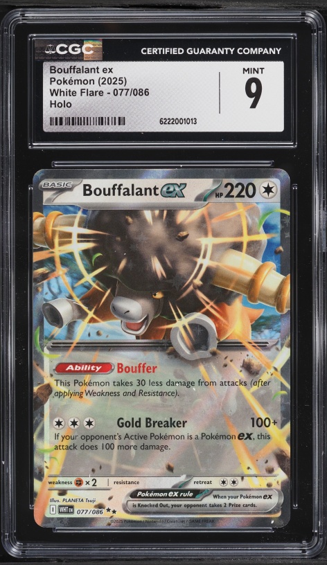 2025 Pokemon Scarlet & Violet White Flare Holo Bouffalant Ex #77 CGC 9 MINT