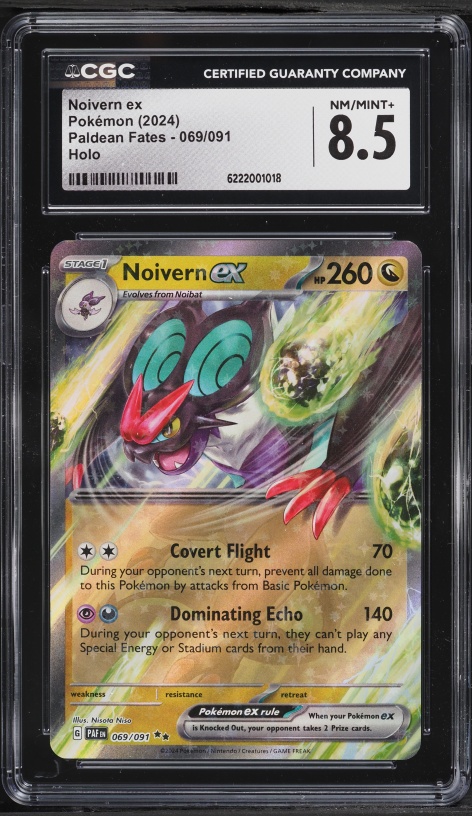 2024 Pokemon Scarlet & Violet Paldean Fates Holo Noivern Ex #69 CGC 8.5 NM-MT+