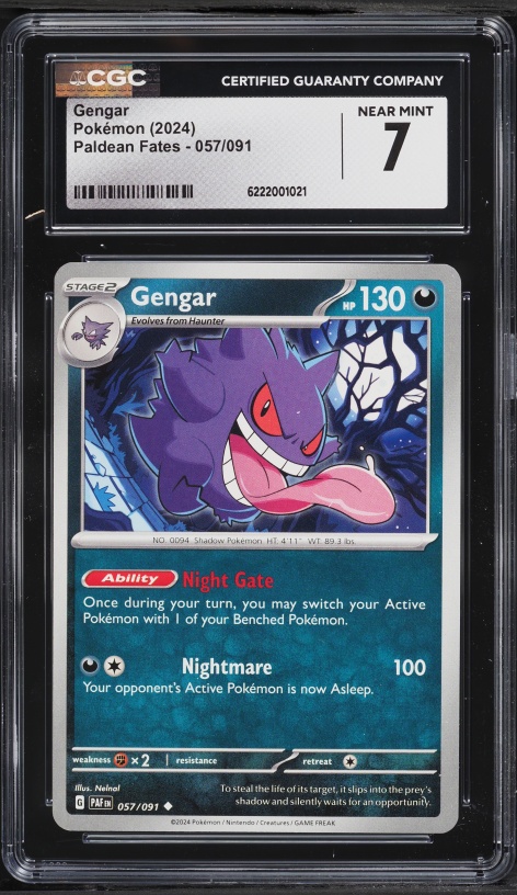 2024 Pokemon Scarlet & Violet Paldean Fates Gengar #57 CGC 7 NRMT