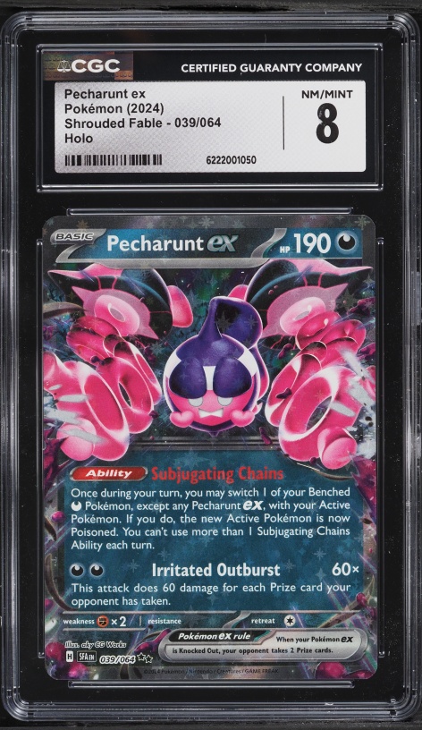 2024 Pokemon Scarlet & Violet Shrouded Fable Holo Pecharunt Ex #39 CGC 8 NM-MT