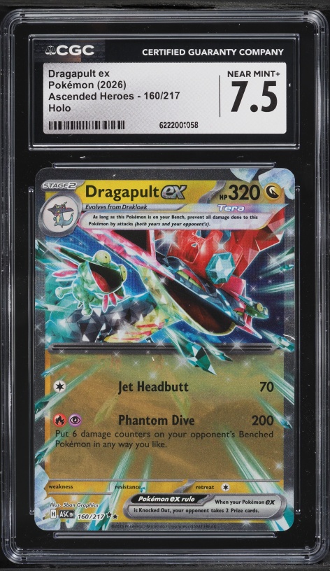 2026 Pokemon Mega Evolution Ascended Heroes Holo Dragapult EX #160 CGC 7.5 NRMT+