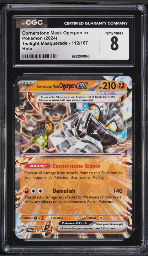 2024 Pokemon SV Twilight Masquerade Cornerstone Mask Ogerpon Ex #112 CGC 8 NM-MT