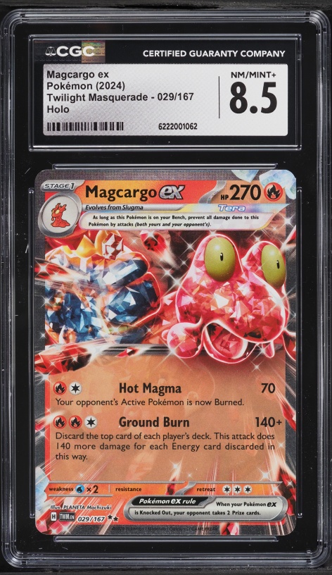 2024 Pokemon Scarlet & Violet Twilight Masquerade Holo Magcargo EX #29 CGC 8.5 NM-MT+