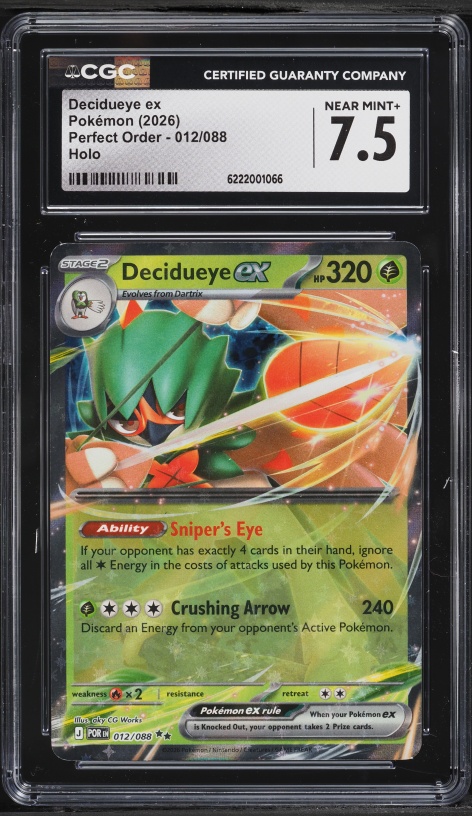 2026 Pokemon Mega Evolution Perfect Order Holo Decidueye EX #12 CGC 7.5 NRMT+