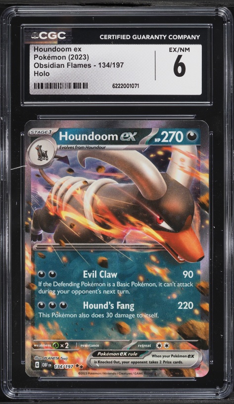 2023 Pokemon Scarlet & Violet Obsidian Flames Holo Houndoom ex #134 CGC 6 EXMT