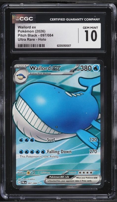 2026 Pokemon Mega Evolution Pitch Black Full Art Wailord Ex #97 CGC 10 GEM MINT
