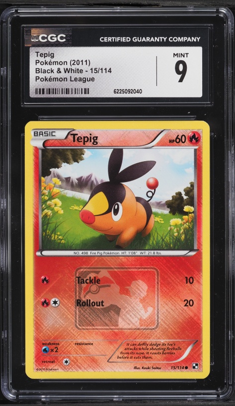 2011 Pokemon Black & White League Tepig #15 CGC 9 MINT