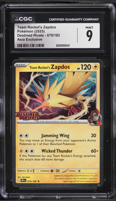2025 Pokemon SV Destined Rivals Asia Exclusive Team Rocket's Zapdos #70 CGC 9 MINT