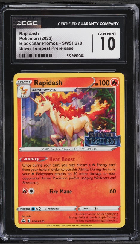 2022 Pokemon SWSH Black Star Promo Silver Tempest Prerelease Rapidash #SWSH270 CGC 10 GEM MINT