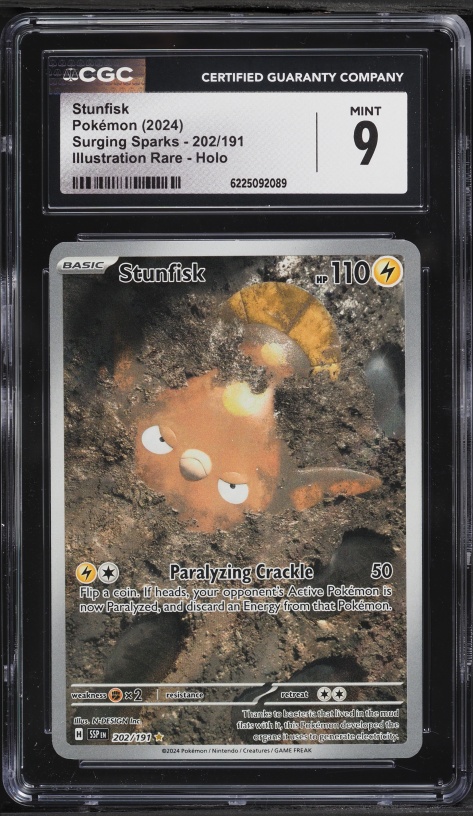 2024 Pokemon Scarlet & Violet Surging Sparks IR Stunfisk #202 CGC 9 MINT