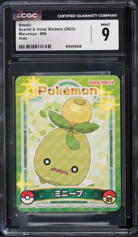 2023 Pokemon Japanese Scarlet & Violet Stickers Marumiya Holo Smoliv #9 CGC 9 MINT