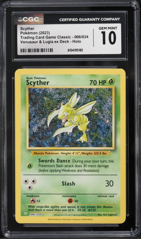 2023 Pokemon Scarlet & Violet TCG Classic Venusaur & Lugia Ex Deck Holo Scyther #6 CGC 10 GEM