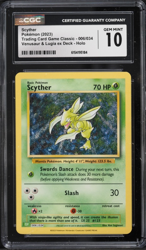 2023 Pokemon Scarlet & Violet TCG Classic Venusaur & Lugia Ex Deck Holo Scyther #6 CGC 10 GEM