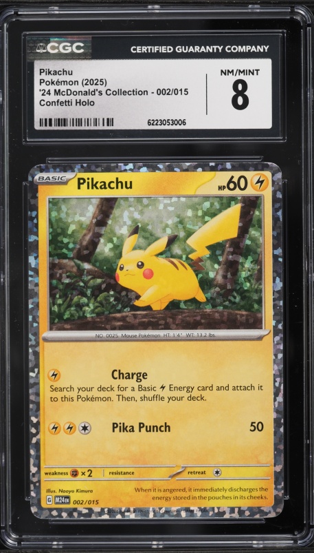 2025 Pokemon Scarlet & Violet '24 McDonald's Collection Confetti Holo Pikachu #2 CGC 8 NM-MT