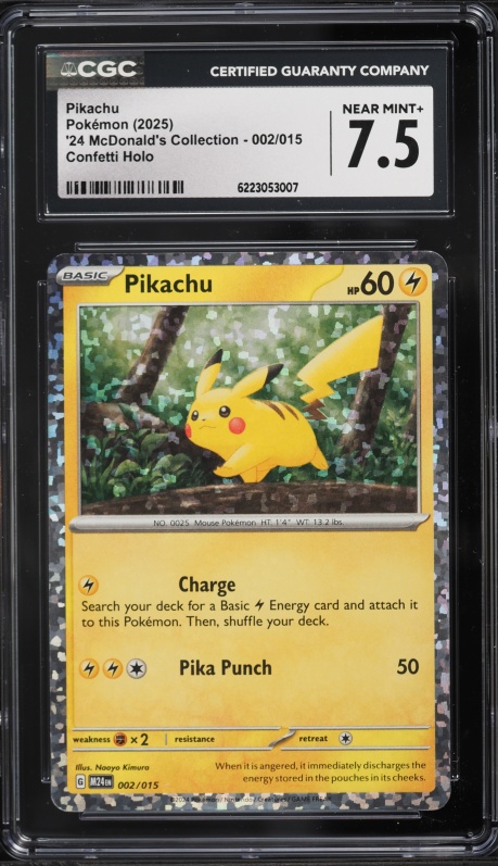 2025 Pokemon Scarlet & Violet '24 McDonald's Collection Confetti Holo Pikachu #2 CGC 7.5 NRMT+