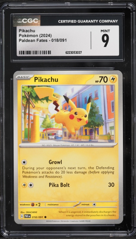 2024 Pokemon Scarlet & Violet Paldean Fates Pikachu #18 CGC 9 MINT