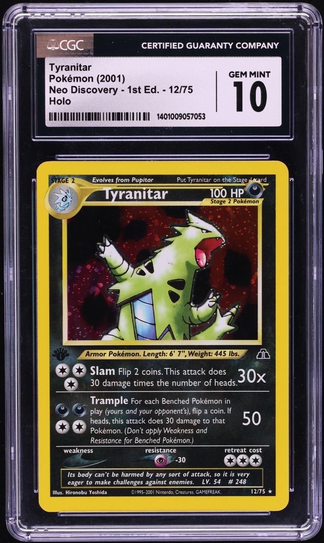 2001 Pokemon Neo Discovery 1st Edition Holo Tyranitar #12 CGC 10 GEM MINT