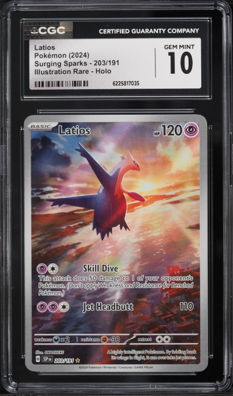 2024 Pokemon Scarlet & Violet Surging Sparks IR Latios #203 CGC 10 GEM MINT