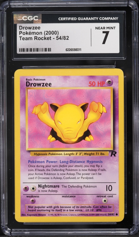2000 Pokemon Team Rocket Drowzee #54 CGC 7 NRMT