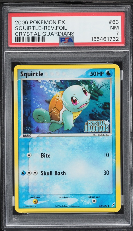 2006 Pokemon EX Crystal Guardians Reverse Holo Squirtle #63 PSA 7 NRMT