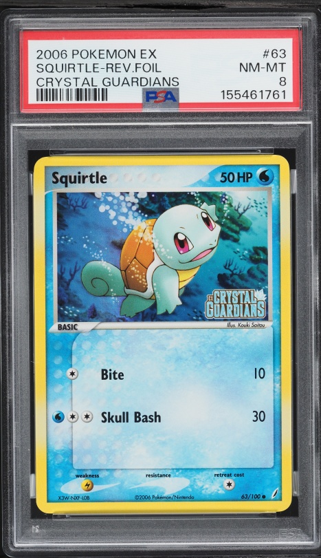 2006 Pokemon EX Crystal Guardians Reverse Holo Squirtle #63 PSA 8 NM-MT