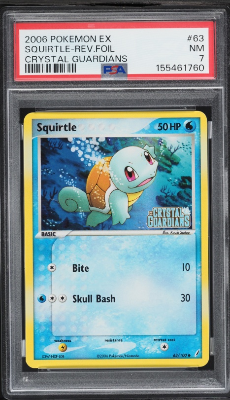 2006 Pokemon EX Crystal Guardians Reverse Holo Squirtle #63 PSA 7 NRMT
