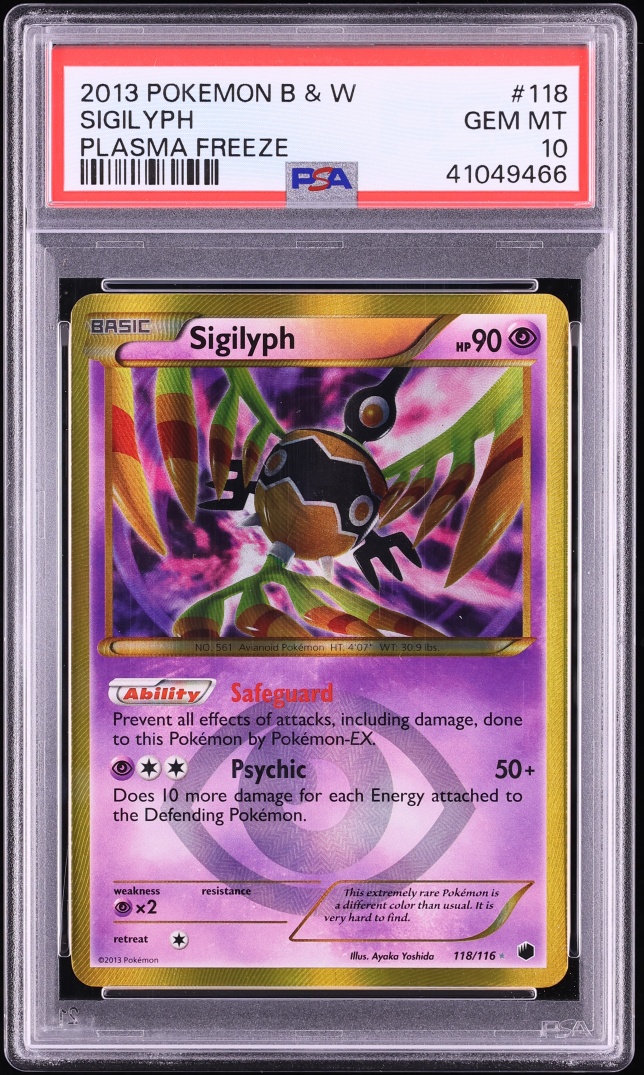 2013 Pokemon Black & White Plasma Freeze Sigilyph #118 PSA 10 GEM MINT