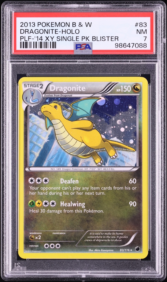 2013 Pokemon Black & White Plasma Freeze XY Single Pack Blister Holo Dragonite #83 PSA 7 NRMT