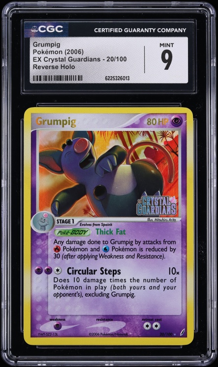 2006 Pokemon EX Crystal Guardians Reverse Holo Grumpig #20 CGC 9 MINT