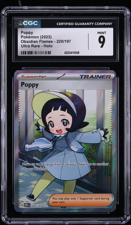 2023 Pokemon Scarlet & Violet Obsidian Flames Full Art Poppy #220 CGC 9 MINT